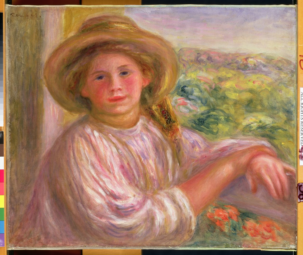 Menina em uma varanda em Cagnes, 1911 de Pierre Auguste Renoir