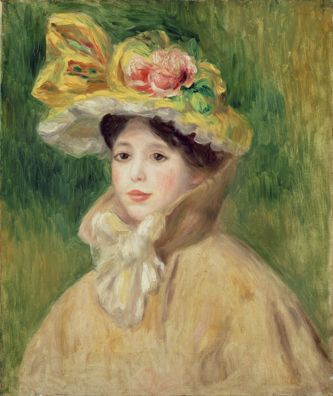 Menina, com, capa amarela, 1901 de Pierre Auguste Renoir