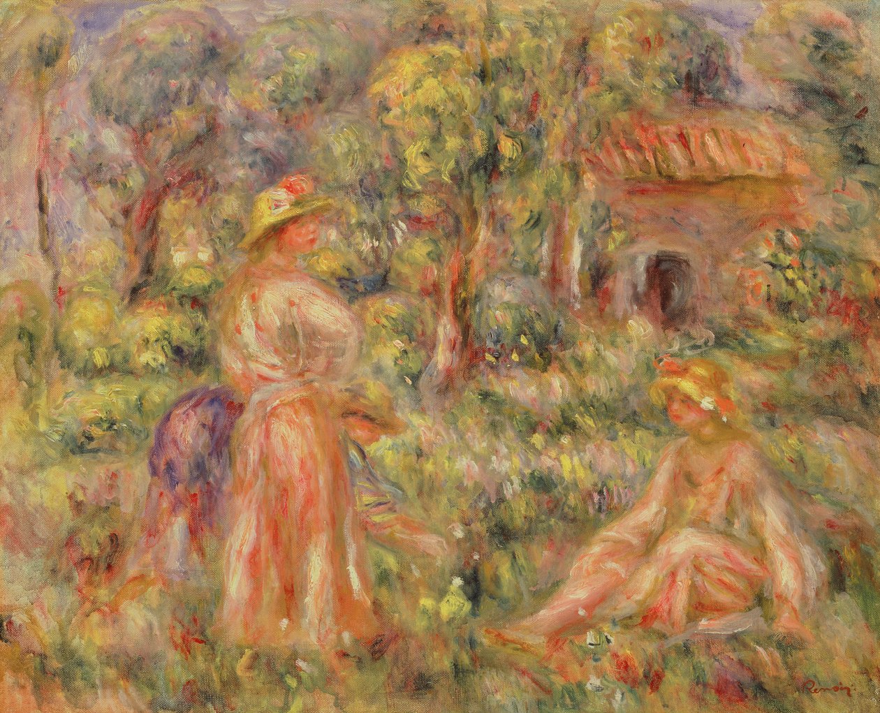 Meninas em um jardim, 1918 de Pierre Auguste Renoir