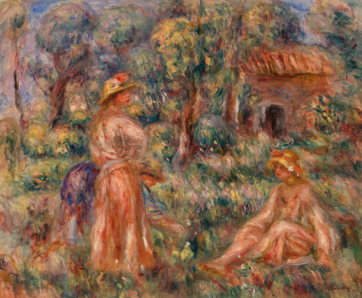Meninas em uma paisagem de Pierre Auguste Renoir
