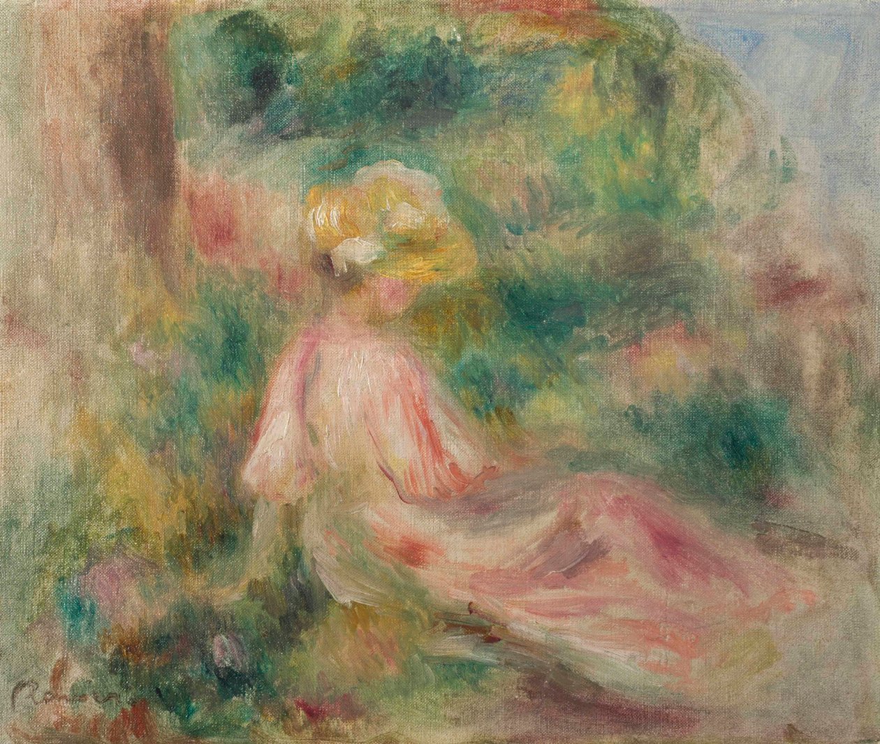 Menina jovem, em, um, prado de Pierre Auguste Renoir