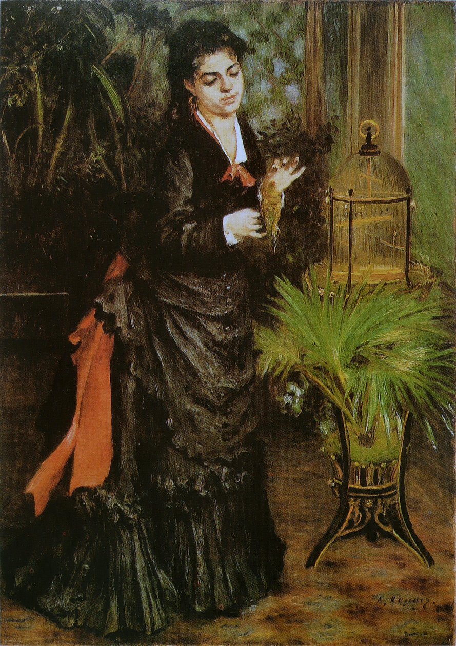 A mulher com o periquito de Pierre Auguste Renoir