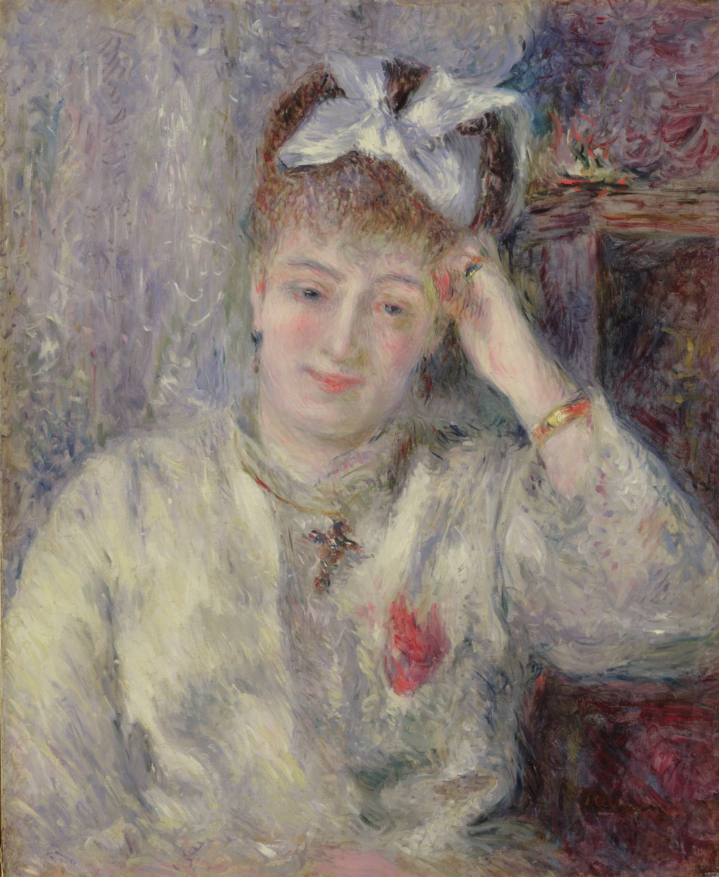 Madame Murer, apoiada no piano, c.1878 de Pierre Auguste Renoir