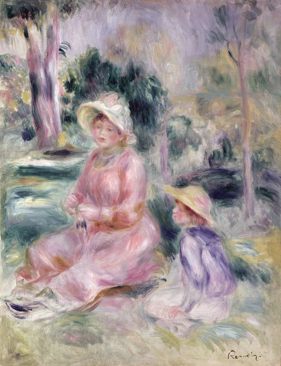 Madame Renoir e seu filho Pierre, 1890 de Pierre Auguste Renoir