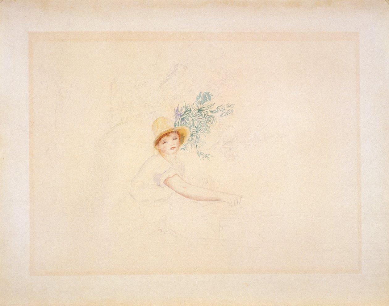 Madame Renoir em um barco, 1884-86 (lápis e wc no papel) de Pierre Auguste Renoir