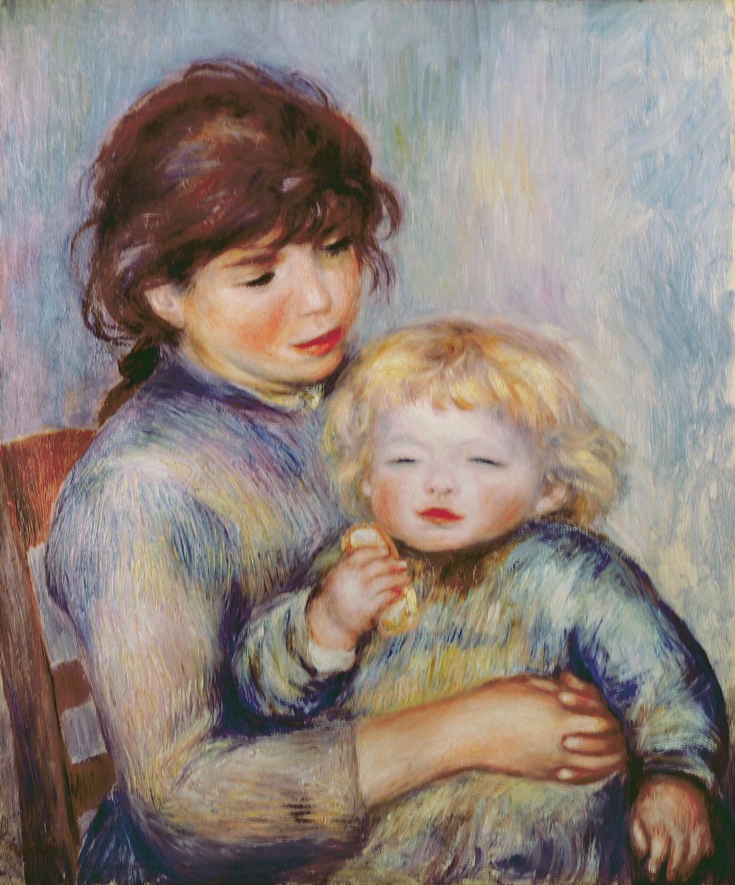 Maternidade, ou criança com um biscoito, 1887 de Pierre Auguste Renoir