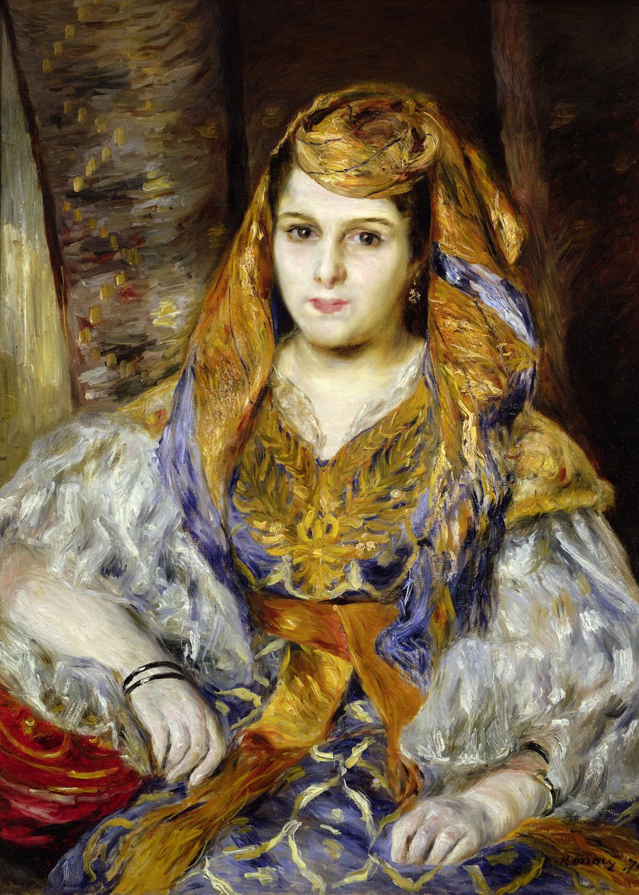 Mme. Clementine Stora em vestido argelino ou mulher argelina, 1870 de Pierre Auguste Renoir