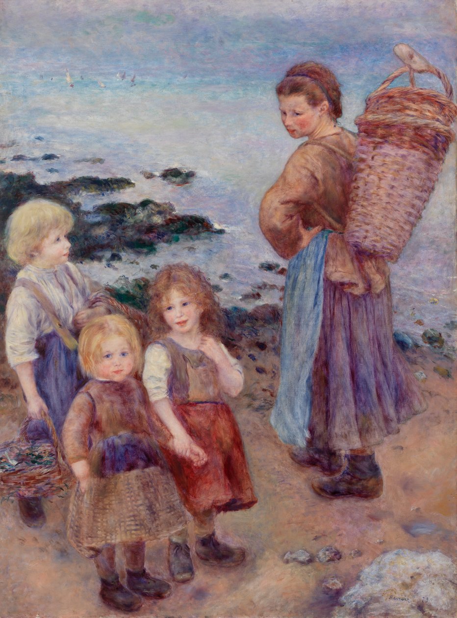 Mexilhão-pescadores em Berneval (pescadores de mexilhão em Berneval, costa da Normandia) de Pierre Auguste Renoir