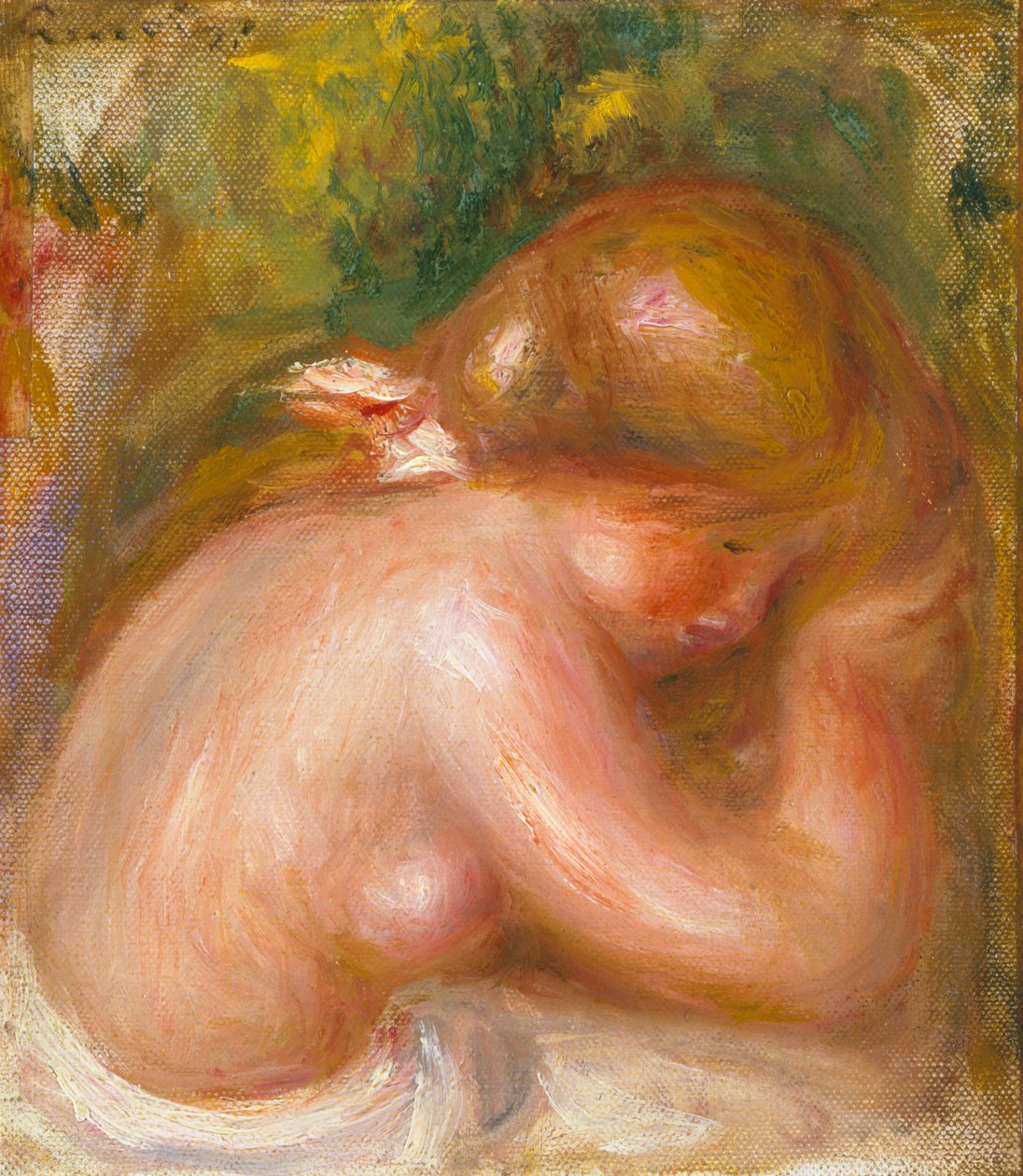 Torso nu de jovem garota (garota sem camisa) c.1910-12 de Pierre Auguste Renoir