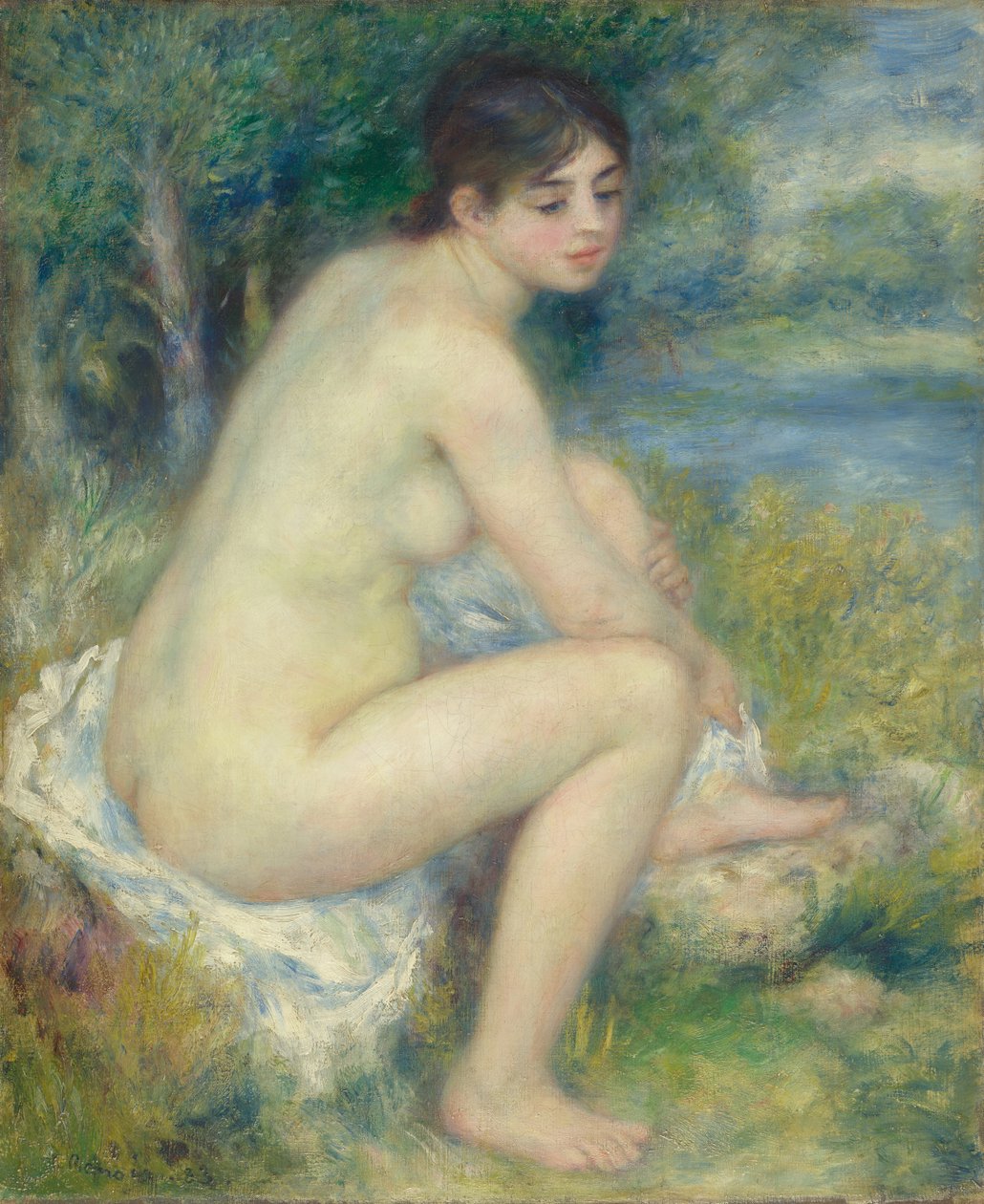 Mulher nua em uma paisagem de Pierre Auguste Renoir
