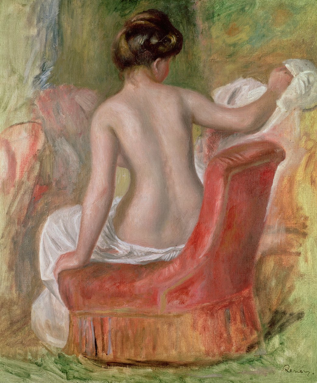 Nua em uma poltrona, 1900 de Pierre Auguste Renoir