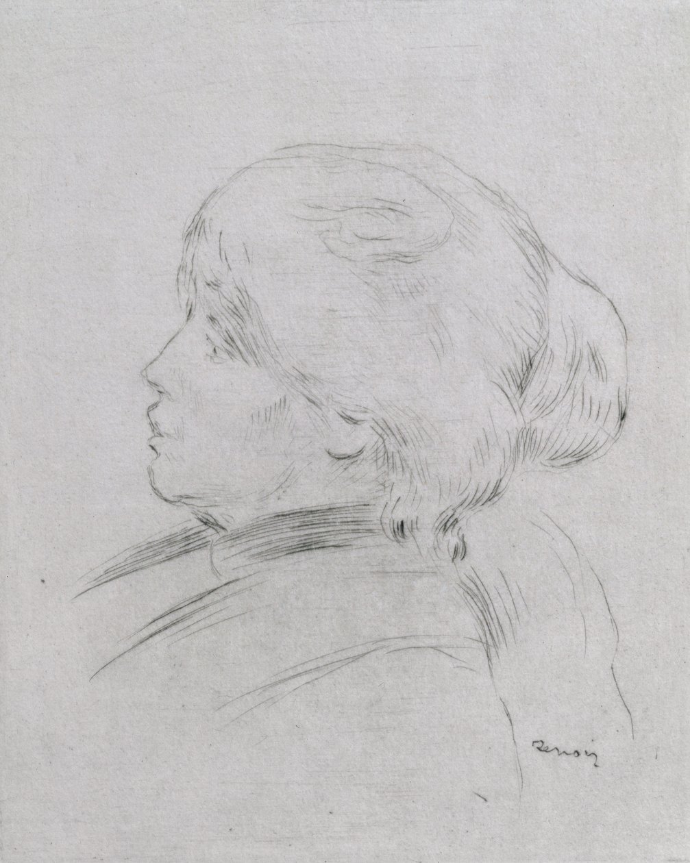 Retrato de Berthe Morisot (1841-95) 1892-3, pub. 1924 (ponto seco) de Pierre Auguste Renoir