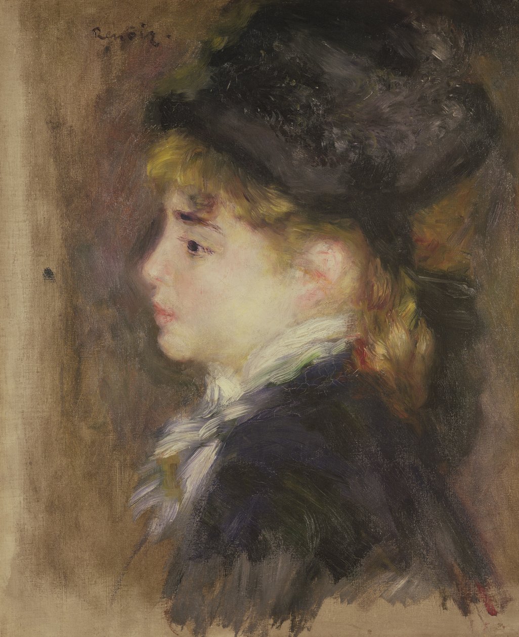 Retrato de uma mulher, possivelmente Margot, c.1876-78 de Pierre Auguste Renoir