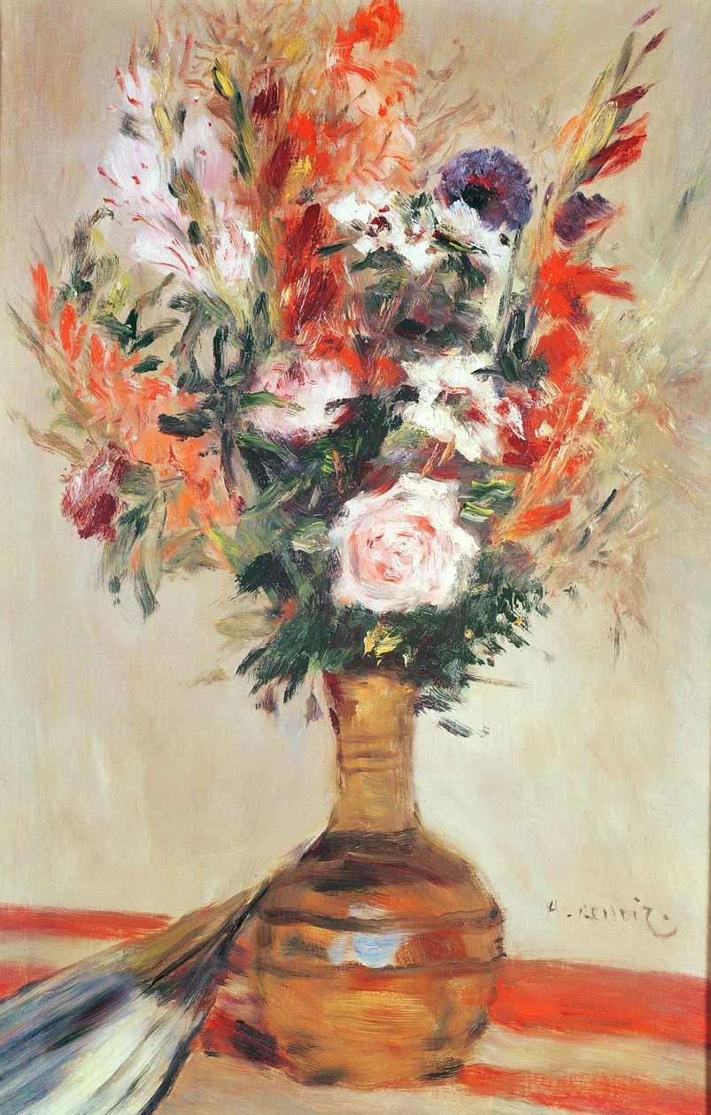 Rosas em um vaso, 1872 de Pierre Auguste Renoir