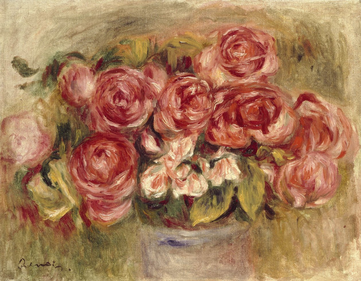 Ainda vida de rosas em um vaso, de 1880 e de 1890 de Pierre Auguste Renoir