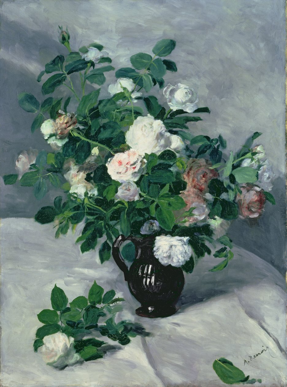 Ainda vida com rosas, c.1866 de Pierre Auguste Renoir