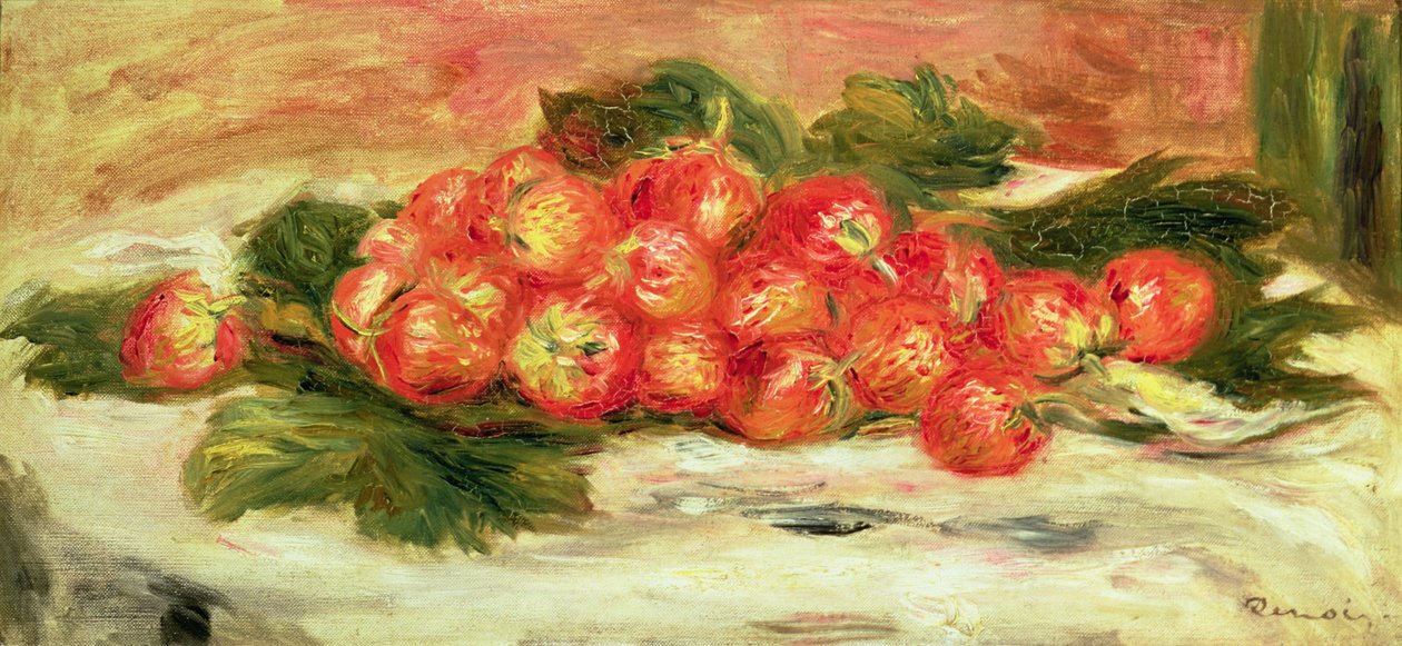 Morangos em uma toalha de mesa branca de Pierre Auguste Renoir