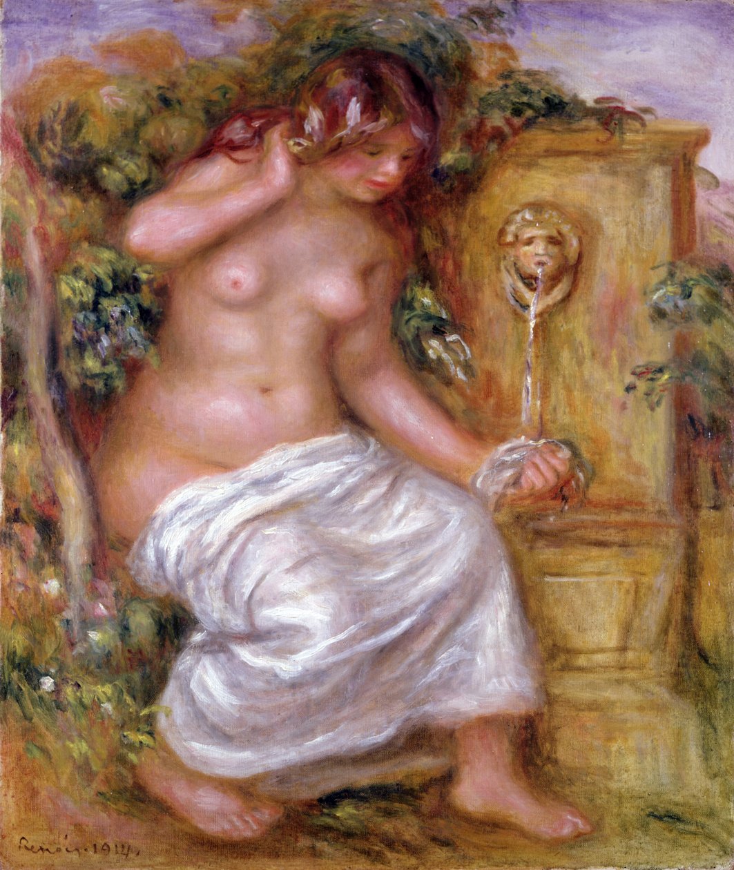 O banhista na fonte, 1914 de Pierre Auguste Renoir