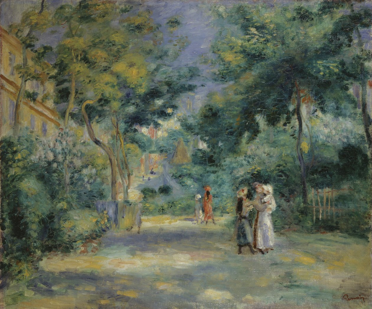 Os jardins em Montmartre, século XIX de Pierre Auguste Renoir