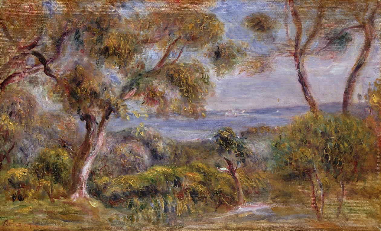 O mar em Cagnes, c.1910 de Pierre Auguste Renoir