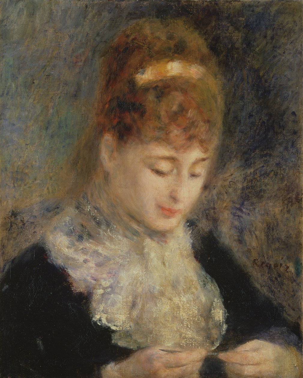 Mulher Crochê, c.1877 de Pierre Auguste Renoir