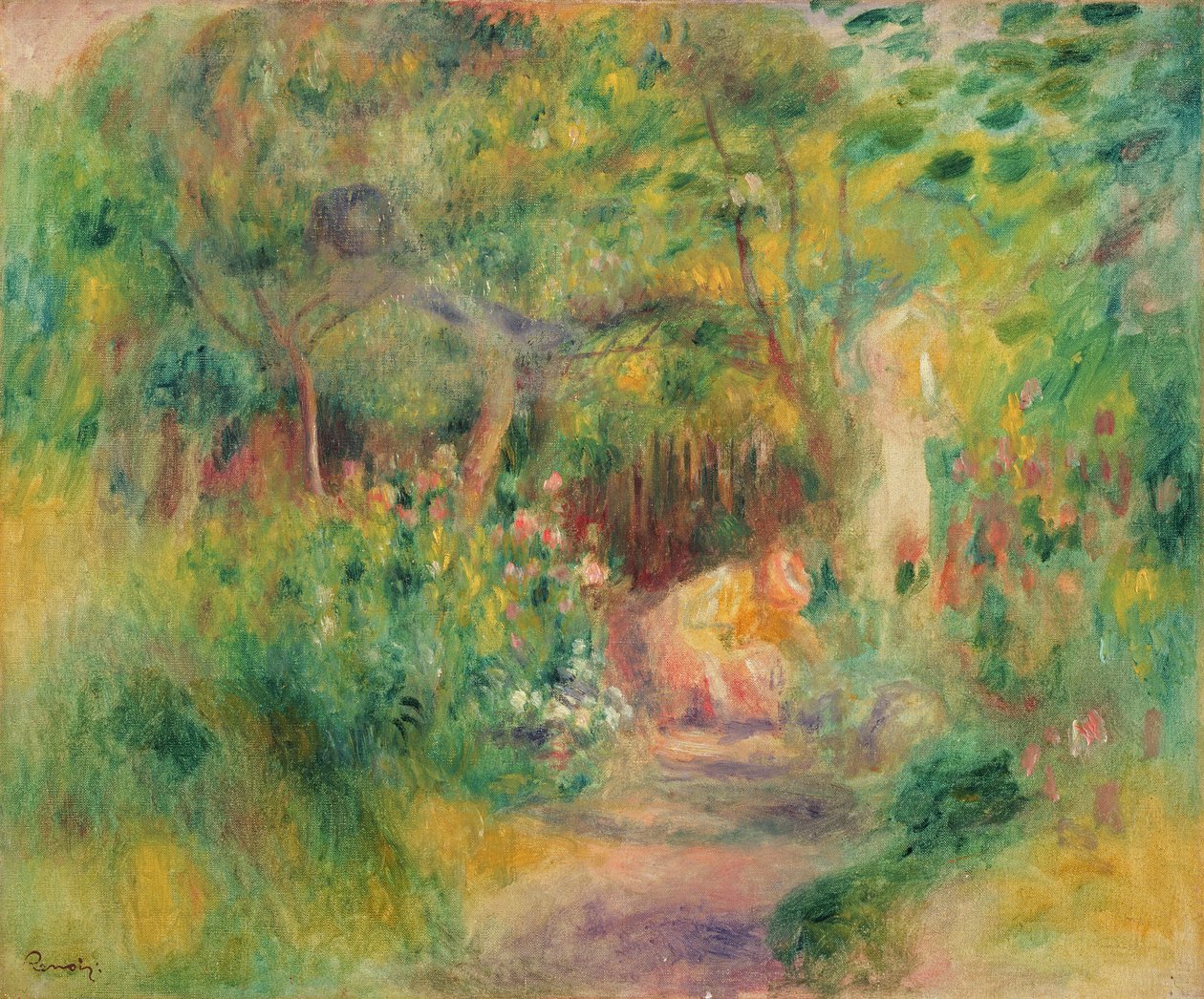 Jardinagem da mulher, c.1895 de Pierre Auguste Renoir
