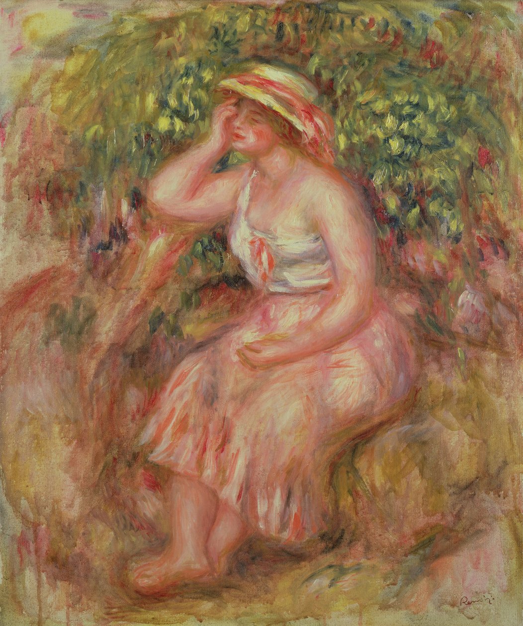 Mulher descansando perto de uma árvore, 1915-17 de Pierre Auguste Renoir