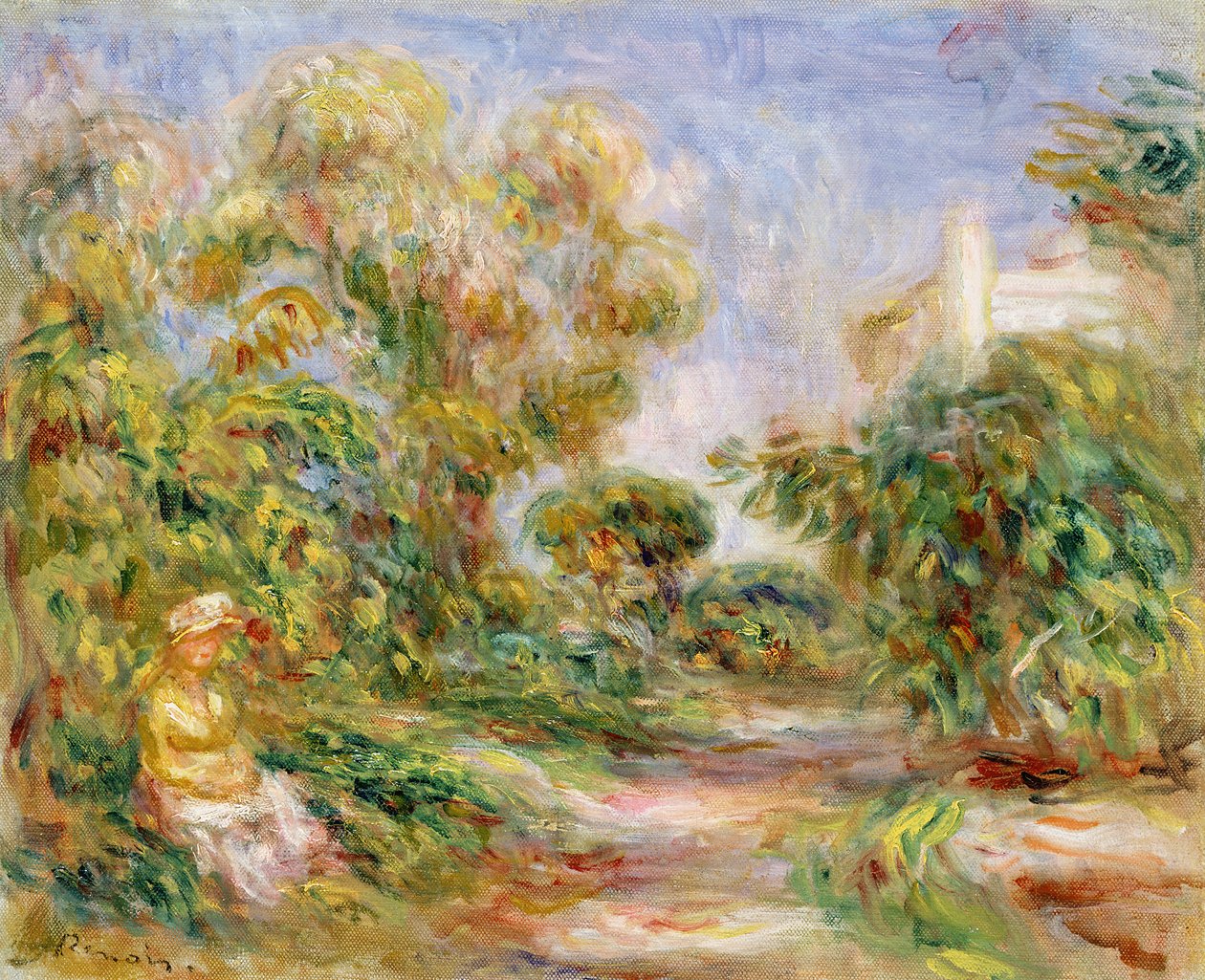Mulher em uma paisagem, c.1918 de Pierre Auguste Renoir