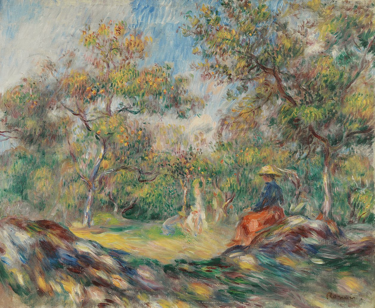 Mulher em uma paisagem de Pierre Auguste Renoir