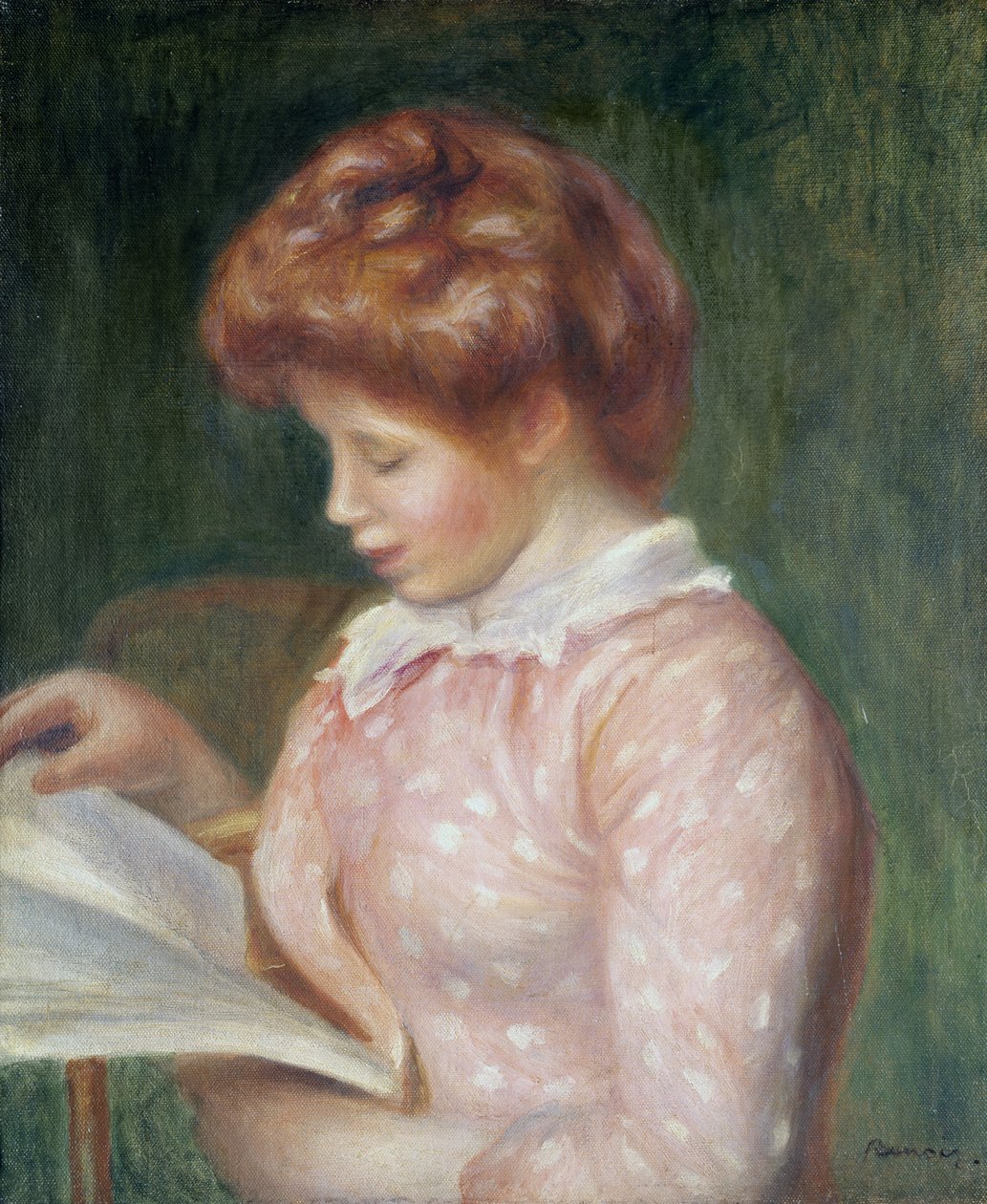 Menina jovem, leitura de Pierre Auguste Renoir