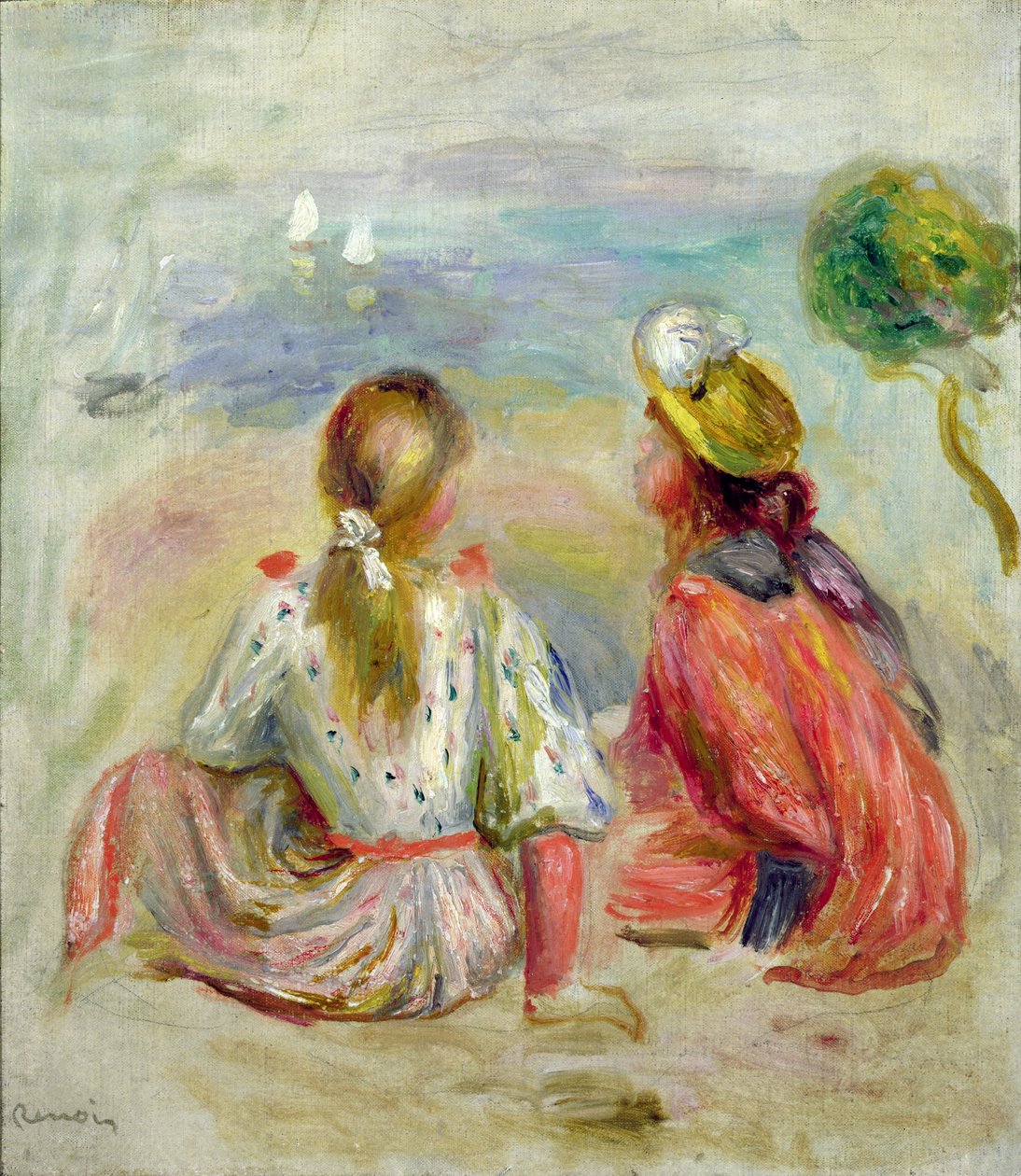 Moças na praia, c.1898 de Pierre Auguste Renoir