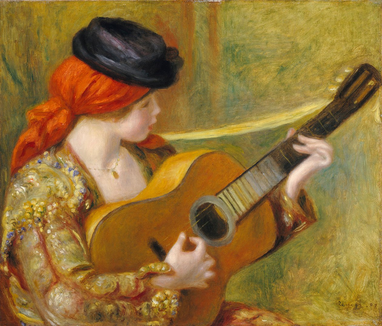 Jovem mulher espanhola com uma guitarra, 1898 de Pierre Auguste Renoir
