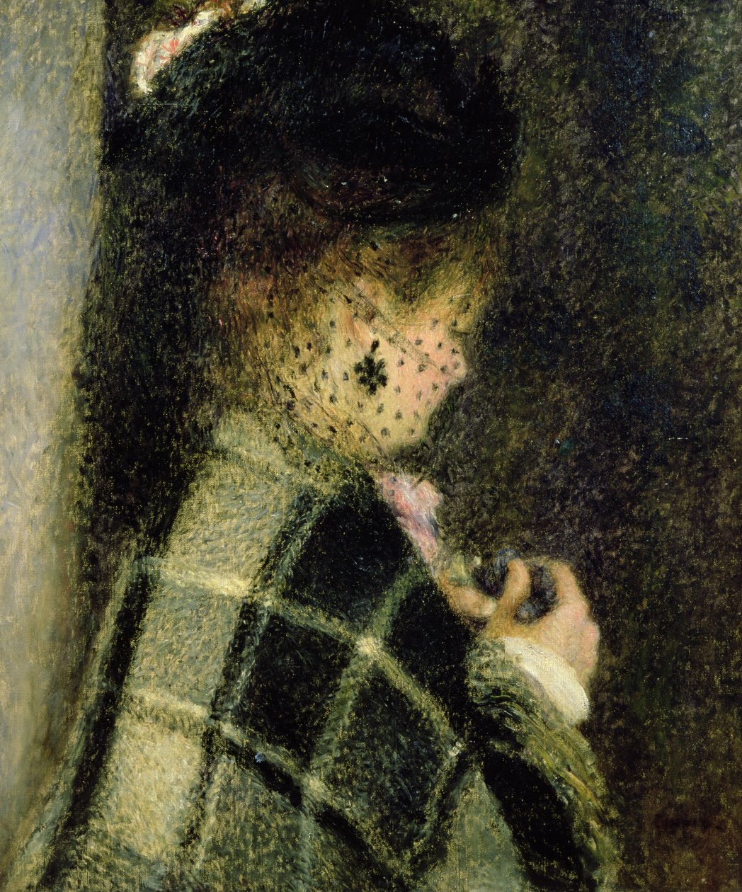 Jovem mulher com um pequeno véu, c.1875 de Pierre Auguste Renoir