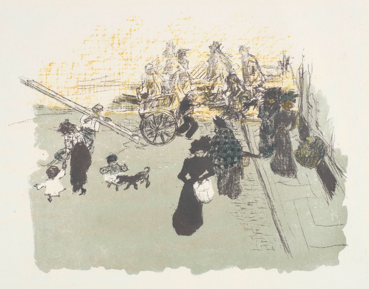 Esquina da rua, litografia da série Alguns aspectos da vida de Paris de Pierre Bonnard