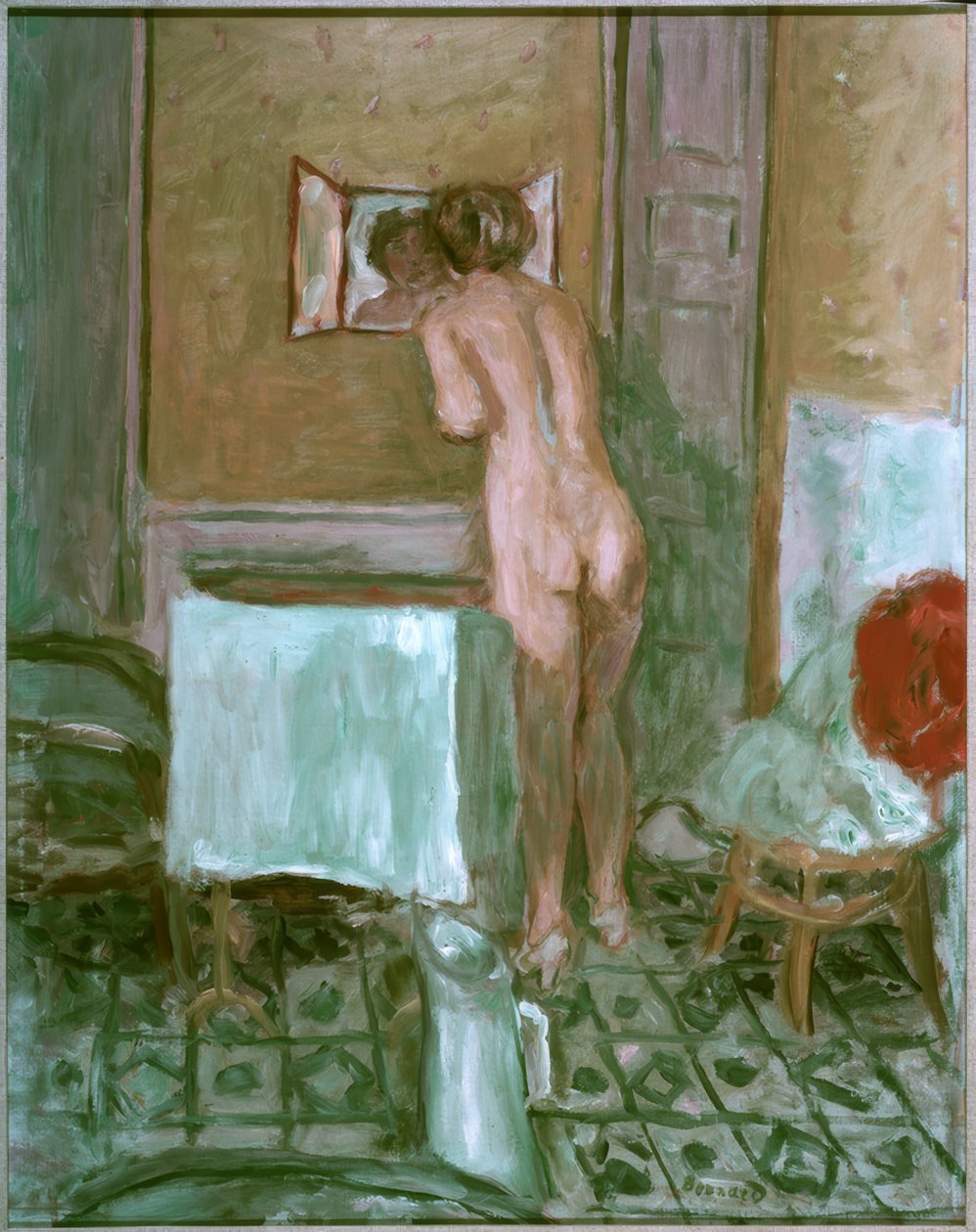 Nude com pano vermelho ou Nude com o toalete de Pierre Bonnard