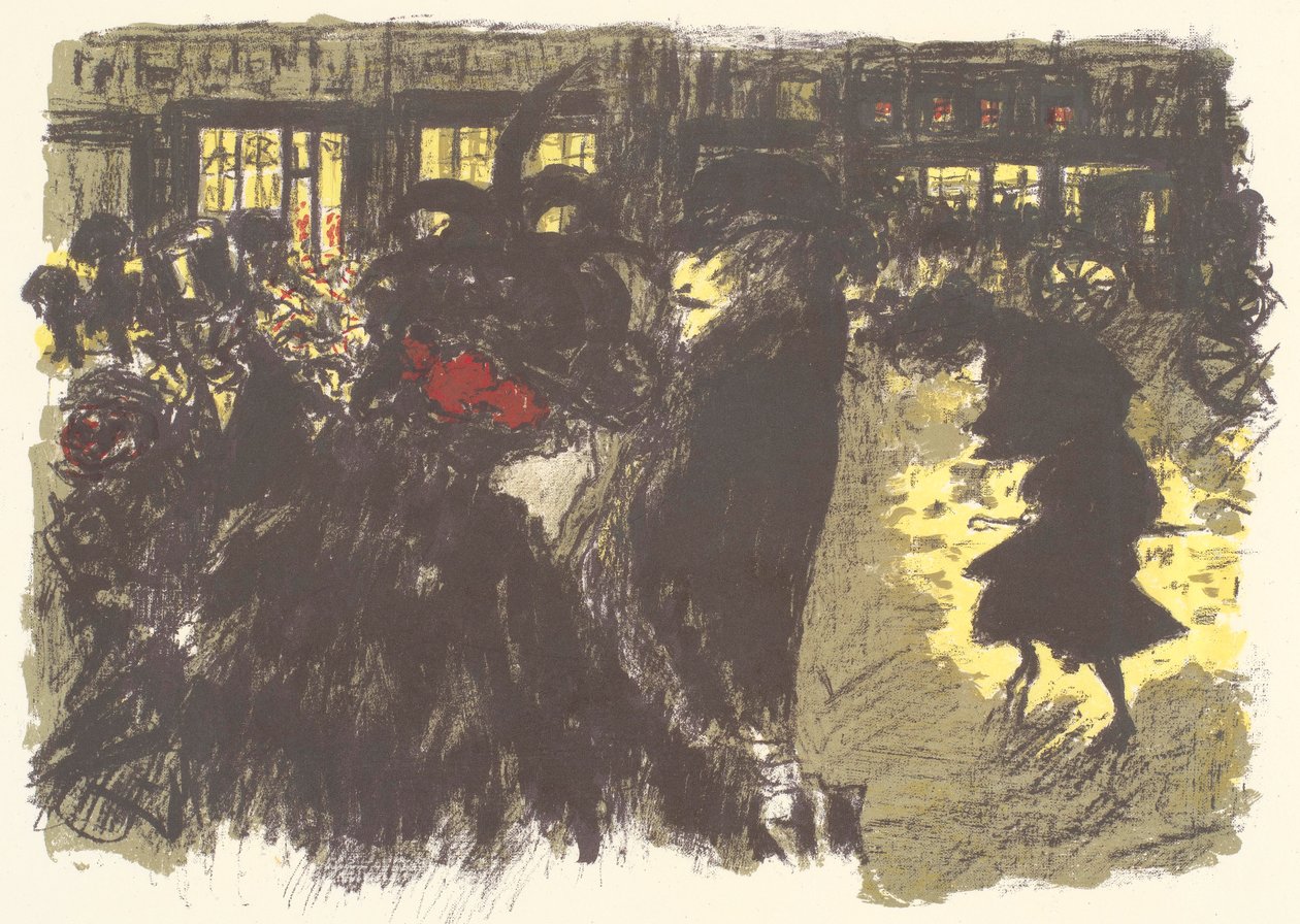 Coloque à noite, litografia da série Alguns aspectos da vida de Paris de Pierre Bonnard