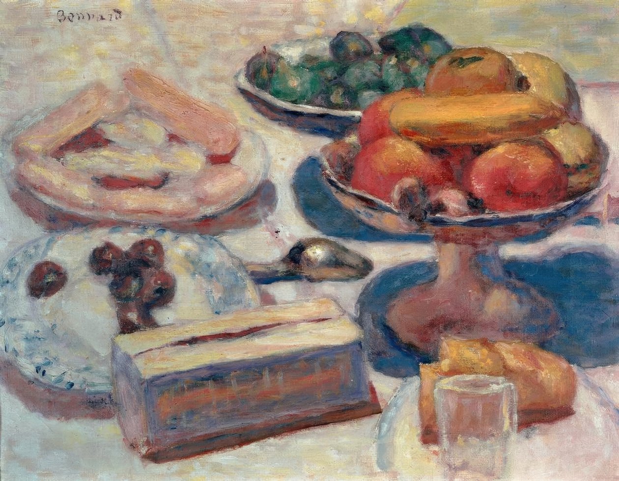 Ainda vida com pastelaria de Pierre Bonnard
