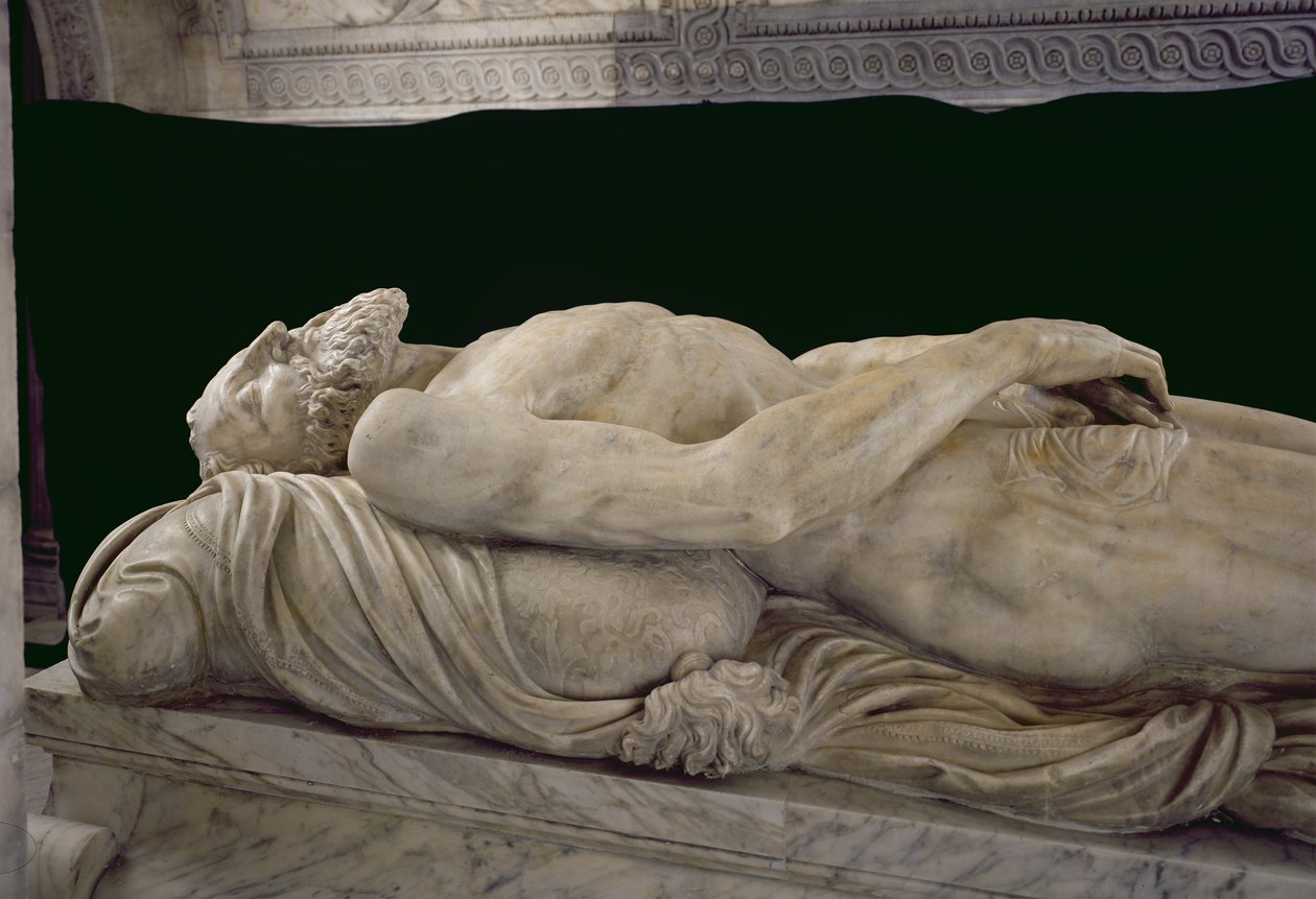 Efígie de François I (1494-1547) da tumba de François I e Claude de France (mármore) de Pierre Bontemps