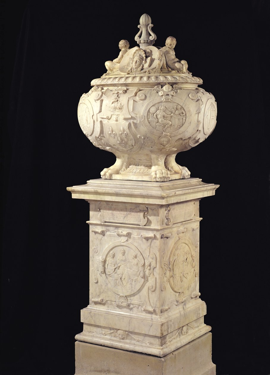 Urna funerária contendo o coração de François I (1494-1547) 1556 (mármore) de Pierre Bontemps