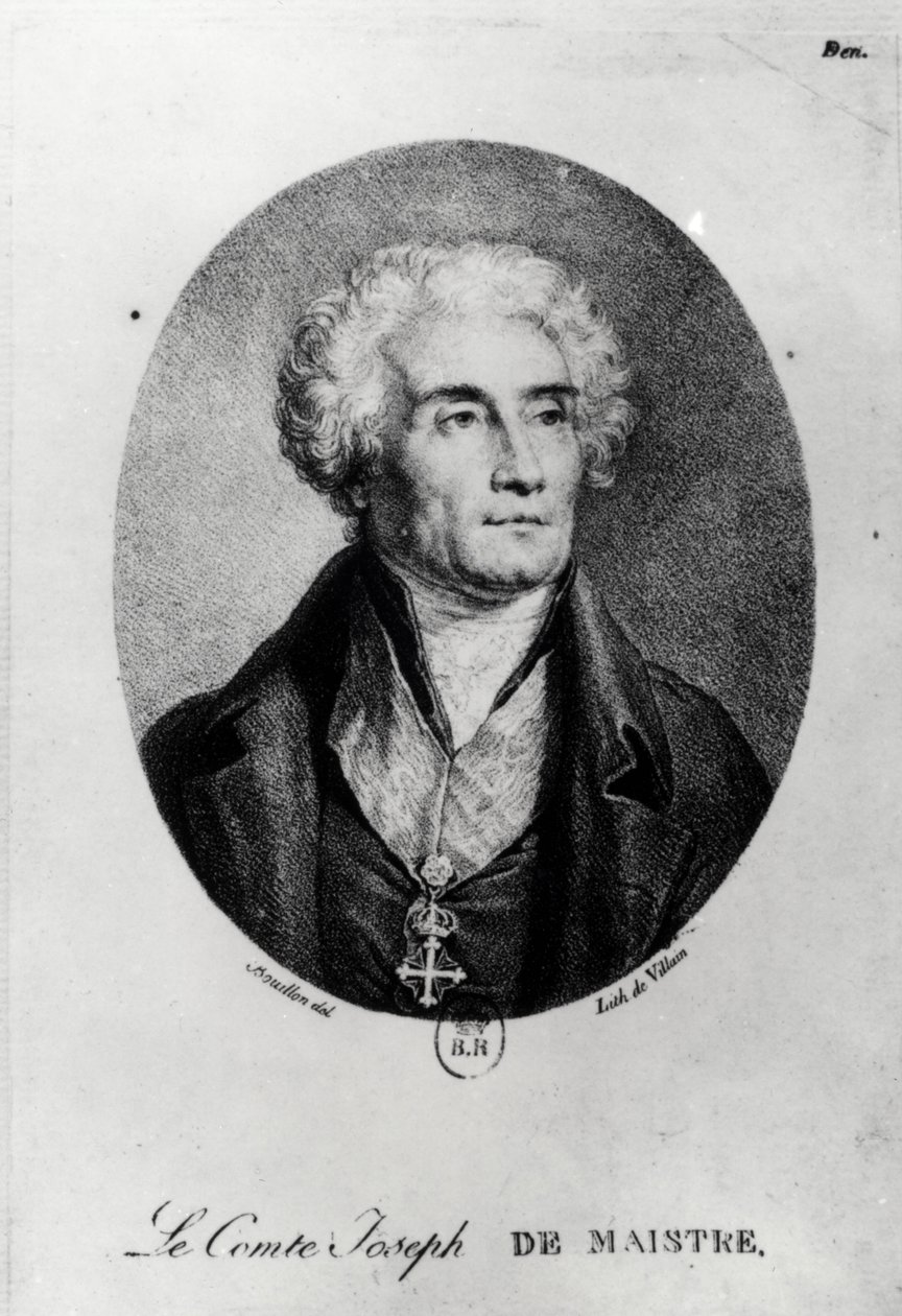 Retrato do Conde Joseph de Maistre (1753-1821), gravado por François le Villain de Pierre Bouillon