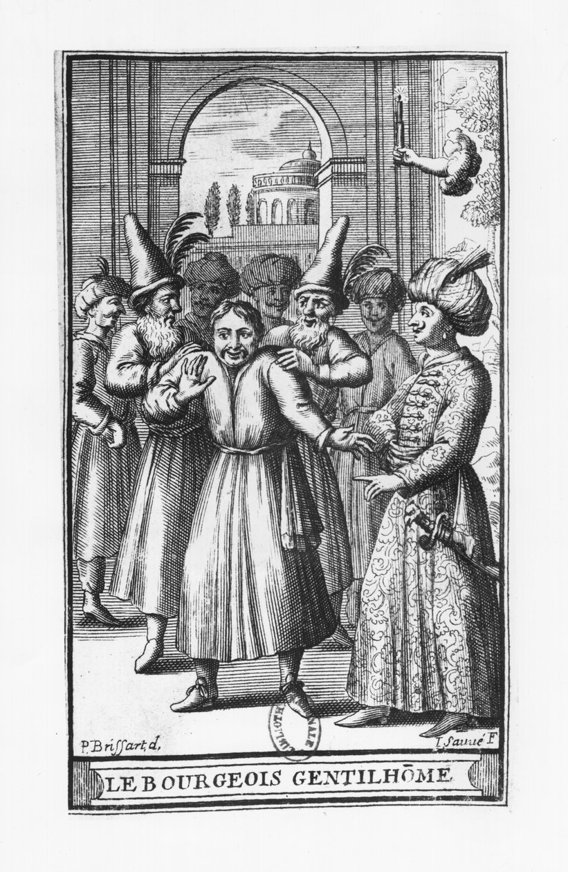 Ilustração de "Le Bourgeois Gentilhomme", de Molière (1622-1673), gravada por Jean Sauve (fl.1660-91) de Pierre Brissart