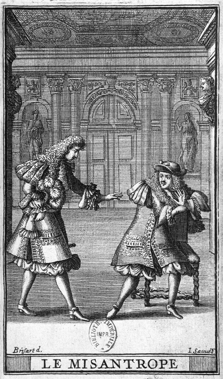 Cena de &39;Le Misanthrope&39; por Molière (1622-1673), gravada por Jean Sauve (fl.1660-91) de Pierre Brissart