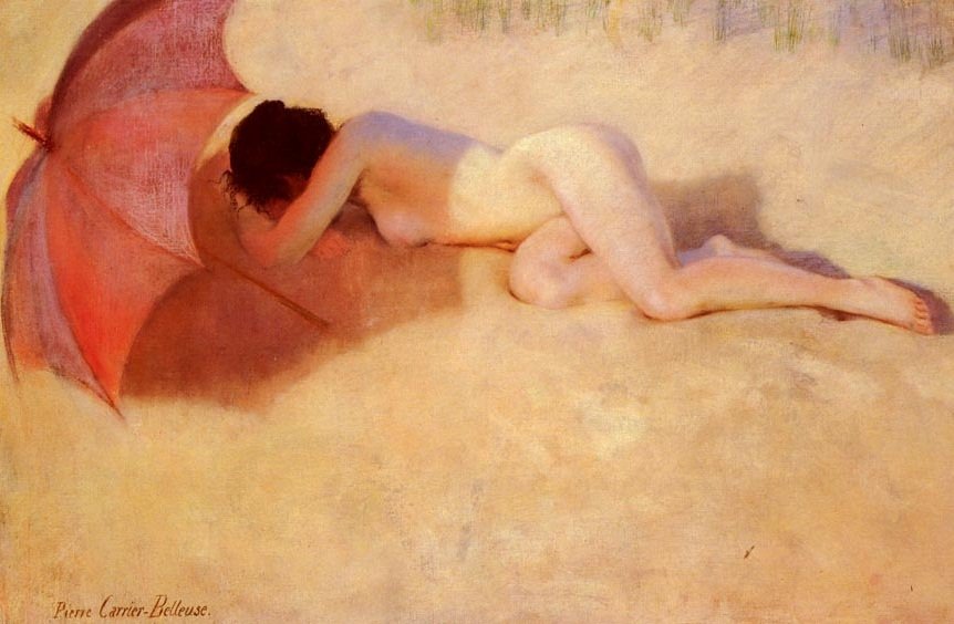 Nu sob um parasolNude sob um guarda-chuva de Pierre Carrier Belleuse