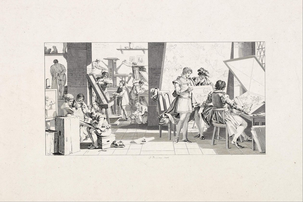 Estúdio de um Printmaker de Pierre Charles Baquoy