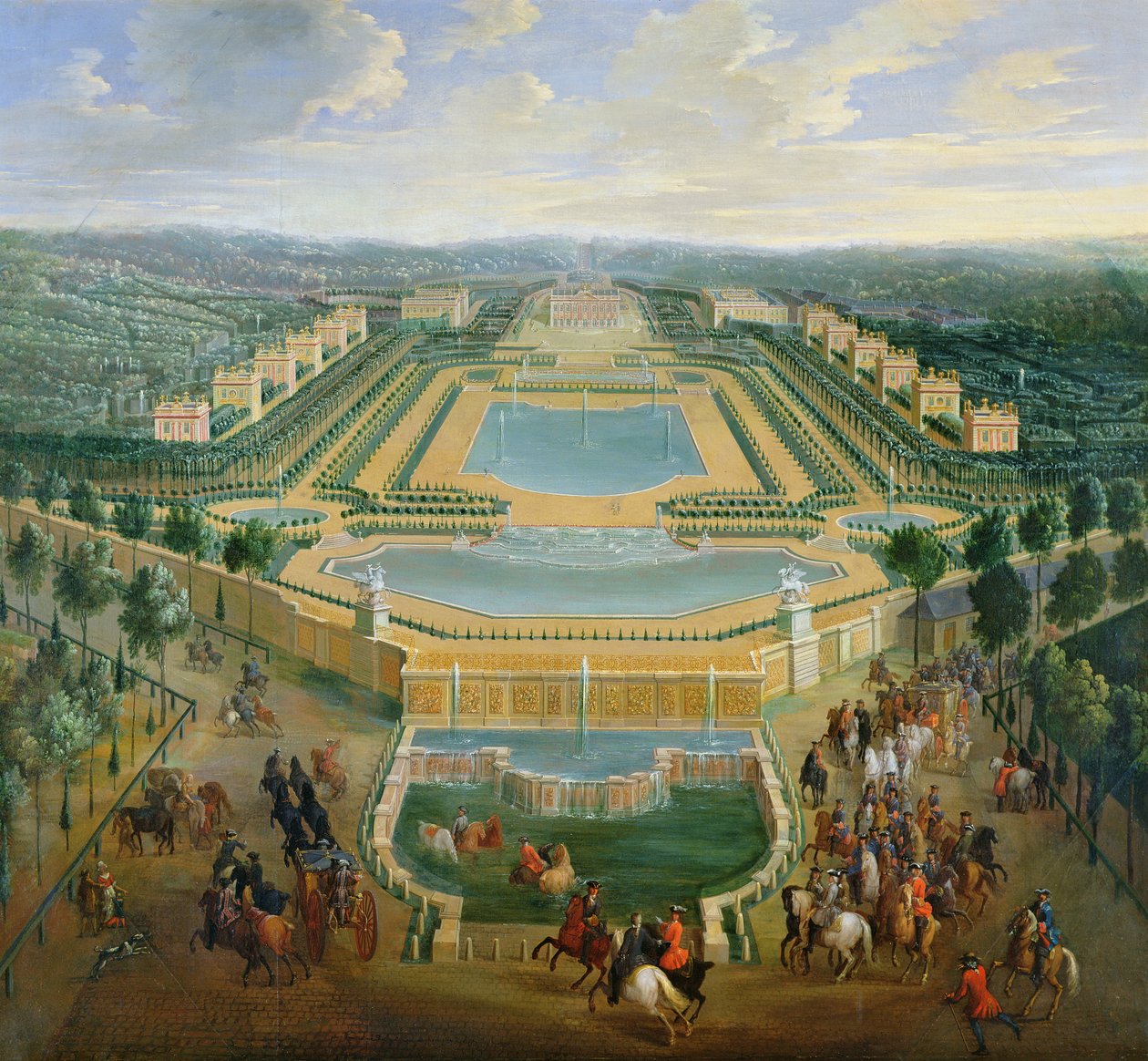 Vista geral do castelo e dos pavilhões em Marly, 1722 de Pierre Denis Martin