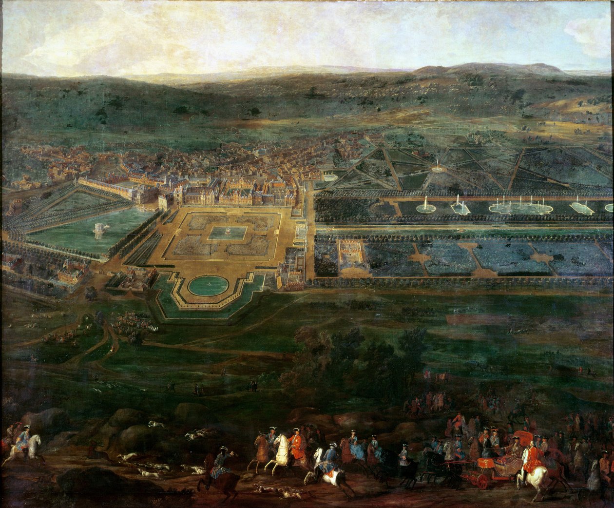 Louis XIV (1638-1715) caça perto do castelo de Fontainebleau de Pierre Denis Martin