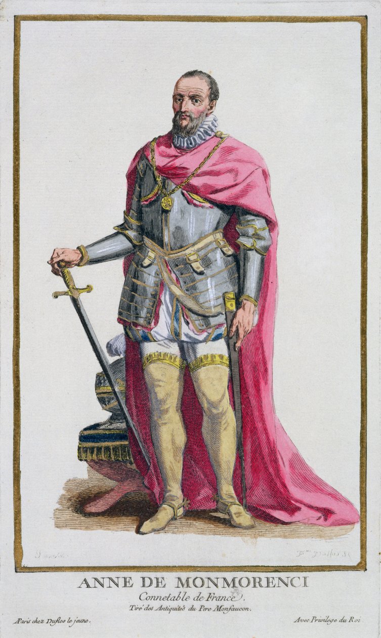 Anne de Montmorency (1493-1567) Condestável da França da &39;Colecção de Estampas, Representando Cordilheiras e Dignitas, seguindo o Traje de todas as Nações existentes&39;, publicada em 1780 (mão-colo de Pierre Duflos