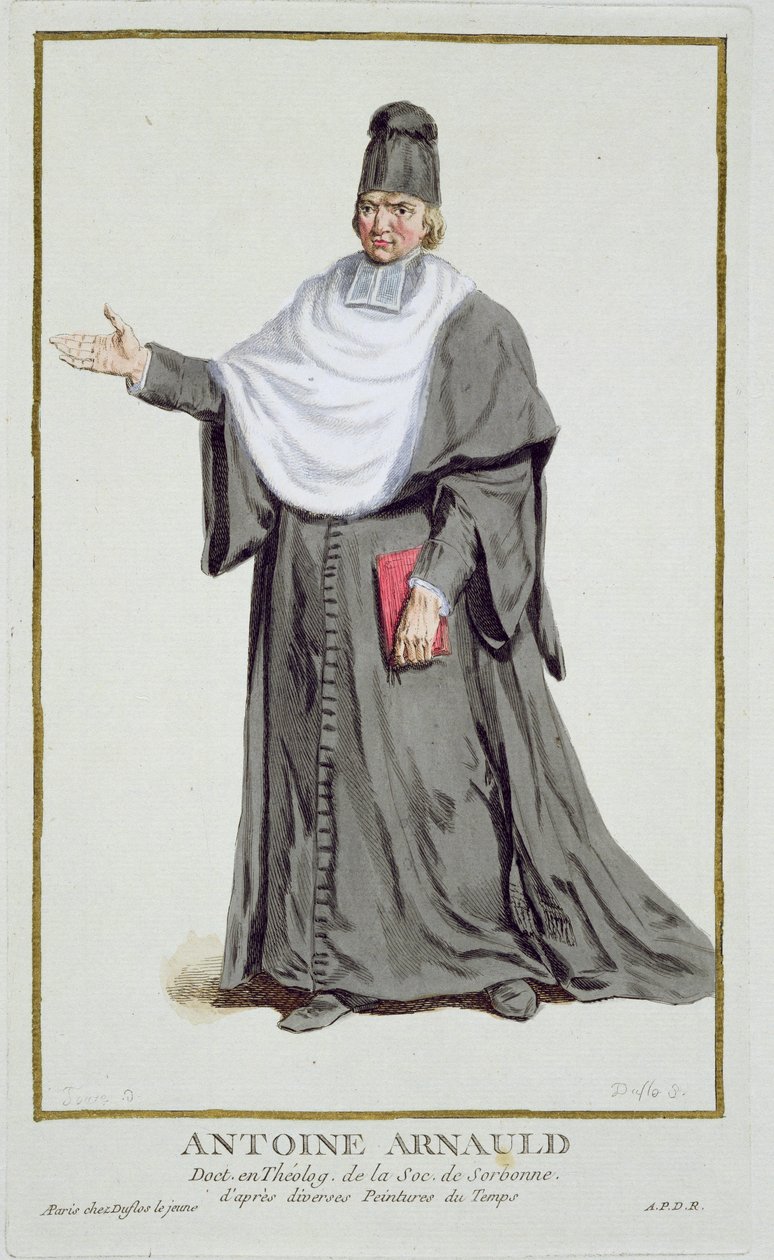 Antoine Arnauld (1612-94) de &39;Réuil des Estampes, Ranges e Dignites, seguindo o figurino de todas as nações existentes&39;, publicado em 1780 (gravura colorida à mão) de Pierre Duflos