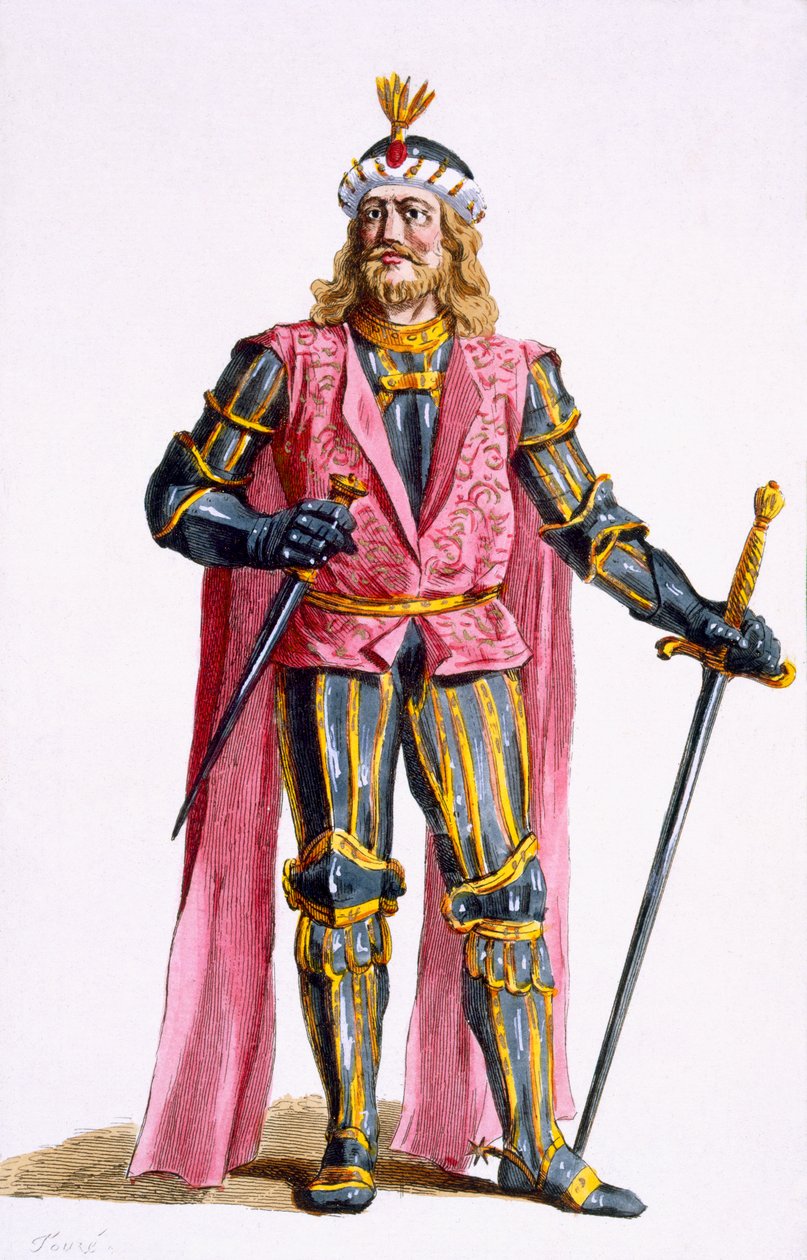 Teodorico I (1053-82) Conde de Holanda da &39;Coleção de Gravuras, Representando Fileiras e Dignitas, Seguindo o Traje de Todas as Nações Existentes&39;, publicado em 1780 (gravura colorida à mão) de Pierre Duflos