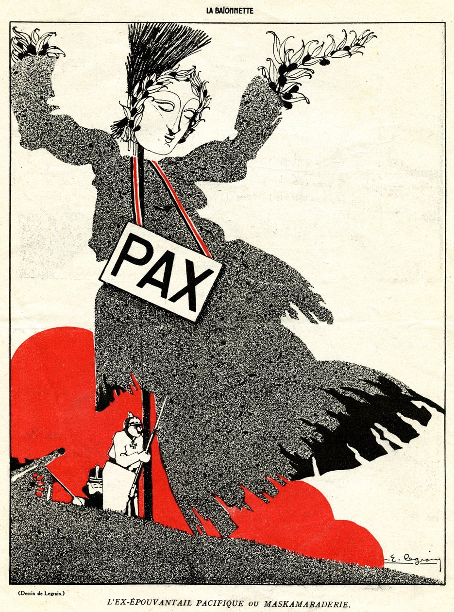 O antigo espantalho pacífico ou Maskamaraderie, de Kamerad !, uma edição especial de "La Baionnette", no.18, 4 de novembro de 1915 de Pierre E. Legrain